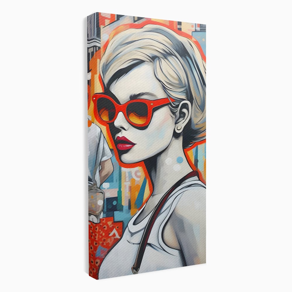 Tablou canvas cu tablou canvas cu portret stilizat de femeie, fara rama, pe sasiu de lemn